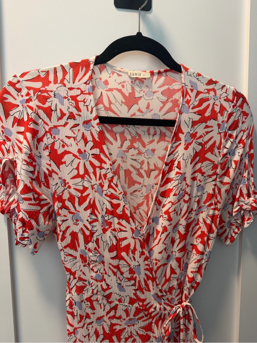 Unik Red and White Floral Wrap Tunic
